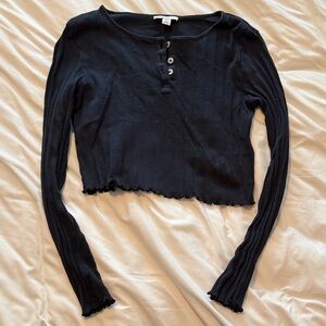 Topshop Black Buttoned Crop Top - Size 8